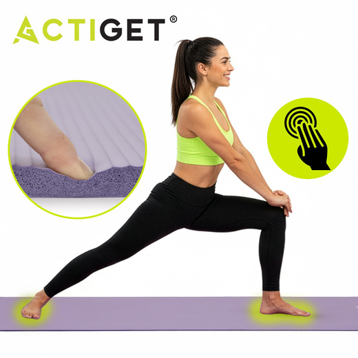 Mata do jogi, ćwiczeń fitness 183x61 cm antypoślizgowa, materac do stretchingu fioletowy