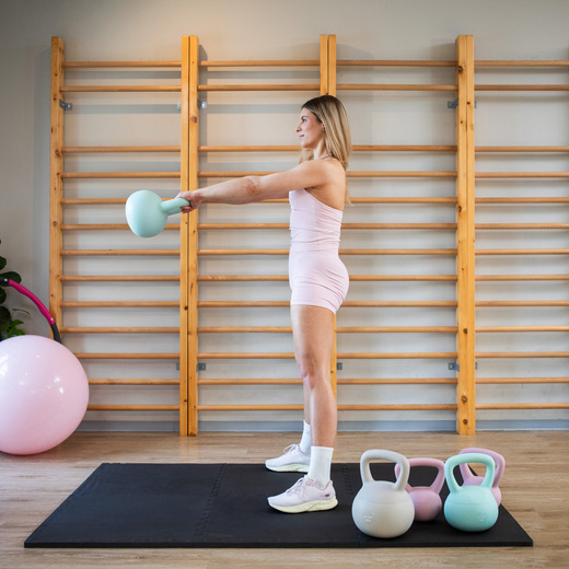 Kettlebell miękki 6 kg kula odważnik hantla ciężar do ćwiczeń fitness, turkusowy
