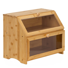 Chlebak zamykany, dwupoziomowy, szafka na pieczywo, bambusowy