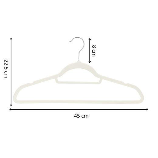 Wieszaki na ubrania 20 szt. welurowe odzieżowe do szafy, ecru