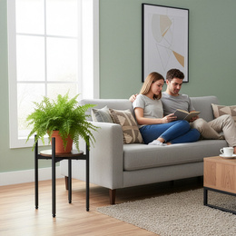 Kwietnik metalowy 42,5 cm stojak na kwiaty loft nowoczesny industrialny czarno-brązowy