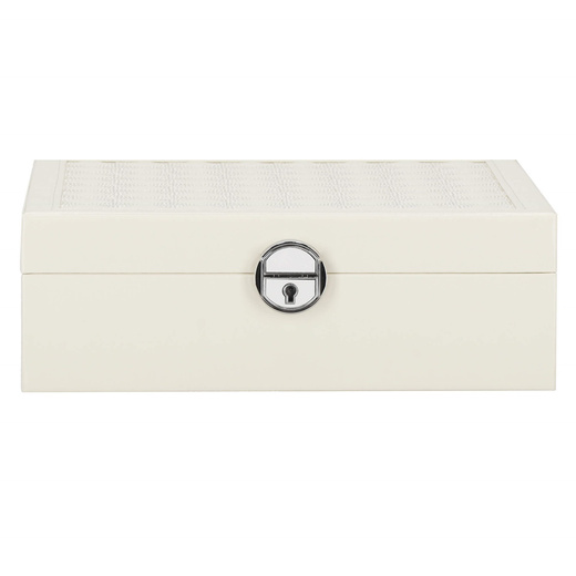 Szkatułka na biżuterię ekoskóra 25x25x8,5 cm kremowy organizer z przegródkami