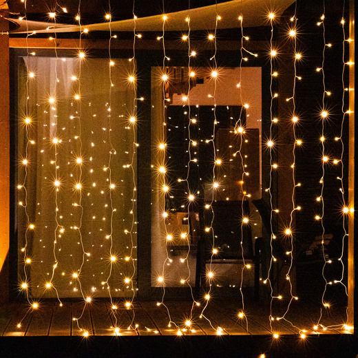 Kurtyna świetlna 300 led girlanda, lampki sople biały ciepły