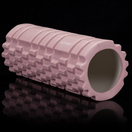 Wałek do masażu, średnio twardy, roller z wypustkami, różowy