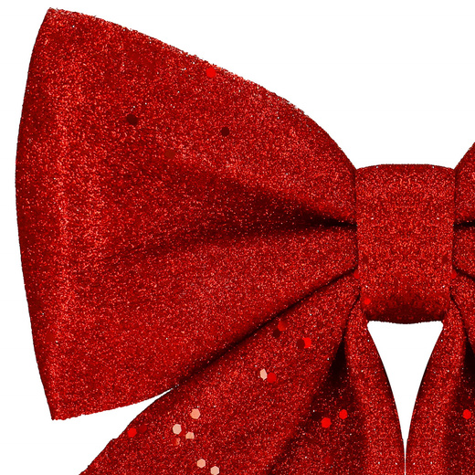 Kokardka świąteczna na choinkę 20 cm brokatowa zawieszka choinkowa czerwona