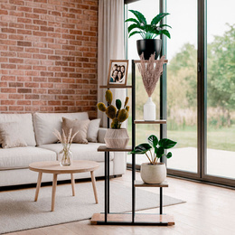 Kwietnik metalowy 113 cm stojak na kwiaty z 6 półkami loft wielopoziomowy nowoczesny