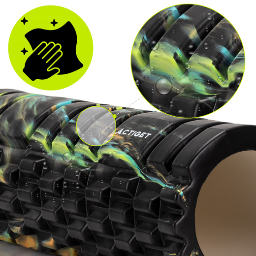 Wałek do masażu, średnio twardy, roller z wypustkami, czarny