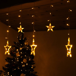 Kurtyna świetlna 138 Led girlanda gwiazdki, lampki wewnętrzne sople ciepły biały
