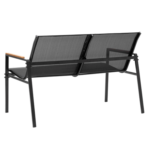 Meble ogrodowe, zestaw dla 4 osób sofa, krzesła, stolik metalowe, czarne