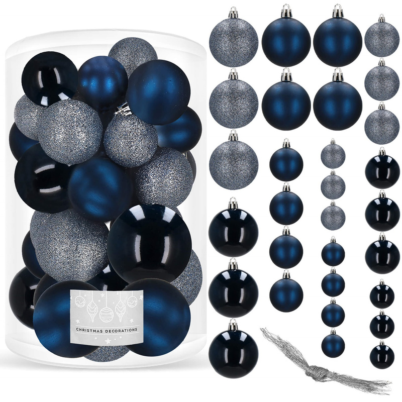 Bombki choinkowe 30 szt. ozdoby świąteczne granatowy