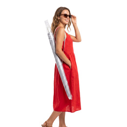 Parasol plażowy 160 cm ogrodowy, przeciwsłoneczny UPF50+ składany, łamany na balkon, taras, szary