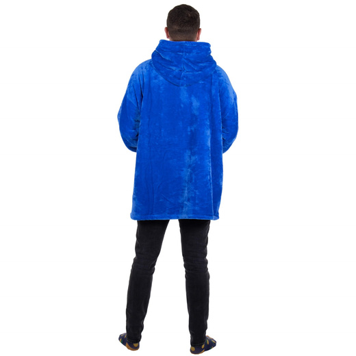 Kocobluza damska oversize koc bluza 2w1 z kapturem ciepła niebieska