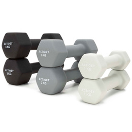 Hantle na stojaku zestaw 6 szt. obciążenia 1 kg, 2 kg, 3 kg do fitnessu, treningu domowego