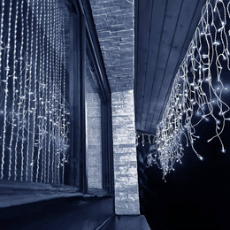 Kurtyna świetlna 300 led girlanda, lampki wewnętrzno-zewnętrzne sople zimny biały