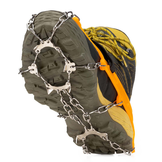 Raczki na buty stalowe antypoślizgowe turystyczne nakładki rozmiar 40-45 pomarańczowe