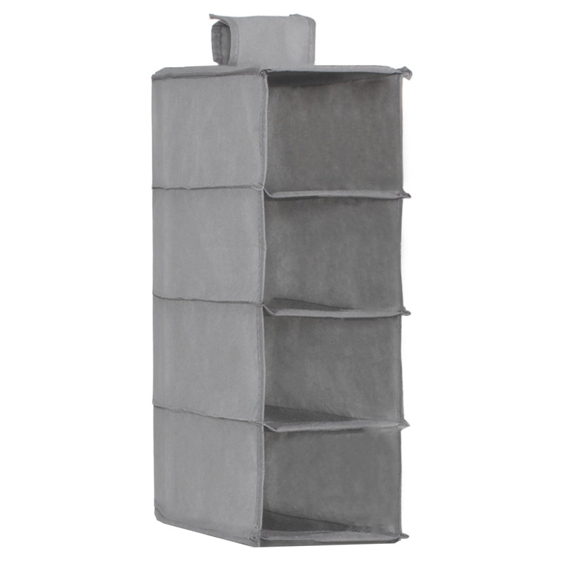 Organizer do szafy wiszący z 4 półkami 80x30x30cm szary