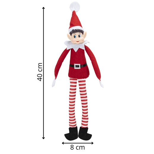 Skrzat świąteczny, dekoracja Boże Narodzenie 40 cm elf siedzący