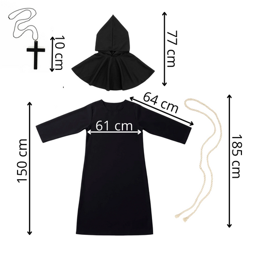 Strój na Halloween przebranie XL zakonnik, mnich zestaw 4 el. kostium habit