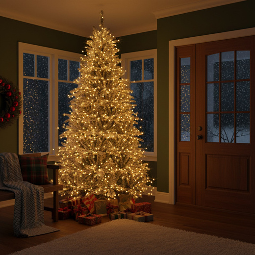 Choinka sztuczna 250 cm świerk ośnieżony jak żywy, nowoczesny, ze stojakiem