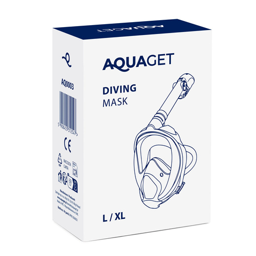 Maska z rurką do nurkowania, snorkelingu L/XL pełnotwarzowa, AntiFog, uchwyt na kamerę