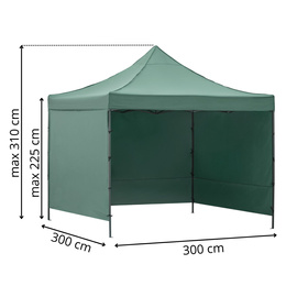 Namiot handlowy, ogrodowy 300x300 cm pawilon targowy, zielony