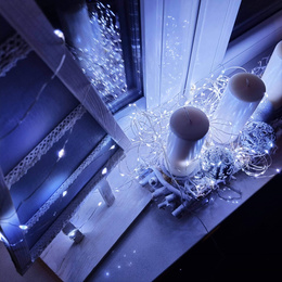 Lampki choinkowe 10 Led na baterie zimny biały