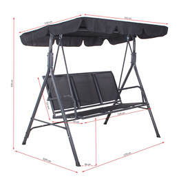 Huśtawka ogrodowa 3 osobowa fiona stalowa do 220 kg z regulowanym daszkiem i poduszkami