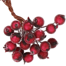 Sztuczna jarzębina ozdobna, oszroniona gałązka 100 szt. ciemna czerwień