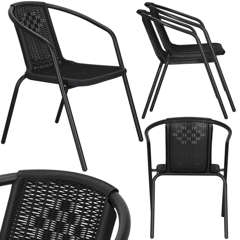 Krzesła ogrodowe 2 szt. na taras metalowe czarne zestaw
