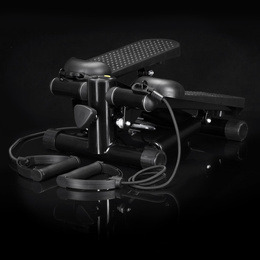 Stepper prosty do ćwiczeń z linkami i licznikiem, trening cardio, fitness czarny