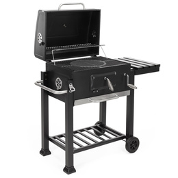 Grill węglowy, ogrodowy z pokrywą, termometr, ruszt emaliowany