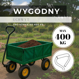 Wózek ogrodowy transportowy metalowy 400 kg zielony
