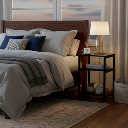 Szafka nocna, stolik z półkami do sypialni 35x31x59 cm nakastnik, czarny