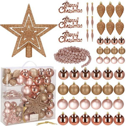 Bombki choinkowe 51 szt. ozdoby świąteczne zestaw rose gold 