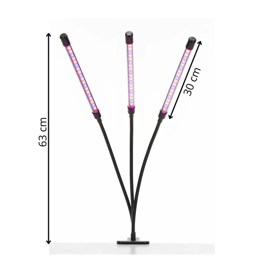 Lampa do doświetlania roślin LED do wzrostu uprawy 3 panele z timerem i klipsem, usb