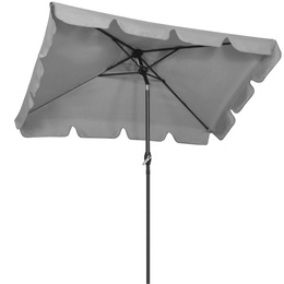 Parasol ogrodowy 240 cm duży składany z korbką na balkon, taras jasnoszary
