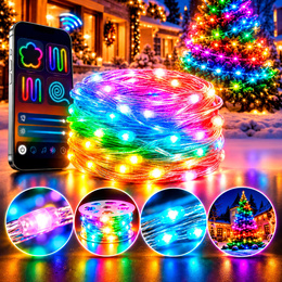 Lampki choinkowe zewnętrzne 100 LED 5 m Smart LED pilot, sterowanie Bluetooth IP44 multikolor