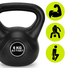 Kettlebell 6 kg odważnik, hantla do ćwiczeń ABS kula do treningu siłowego, czarny