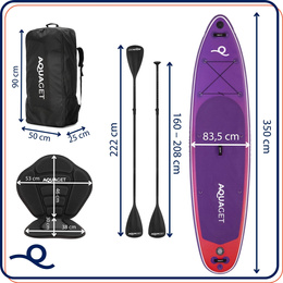 Deska SUP 350 cm pompowana do pływania na stojąco paddleboard z siedziskiem i akcesoriami