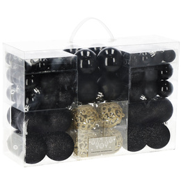 Bombki choinkowe 100 szt. ozdoby świąteczne zestaw mix rozmiarów czarne
