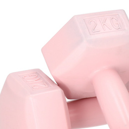 Ciężarki 2kg hexagonalne do ćwiczeń fitness hantle zestaw 2 szt. różowe