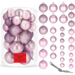 Bombki choinkowe 30 szt. ozdoby świąteczne deroracje brokatowe nietłukące mix różowe