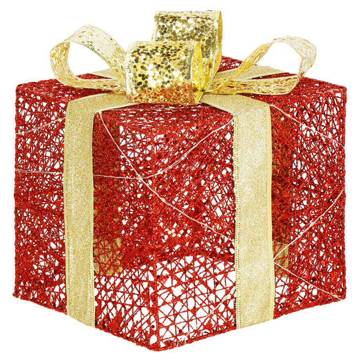 Dekoracja świąteczna LED prezenty oświetlenie zestaw 3 szt. biały ciepły