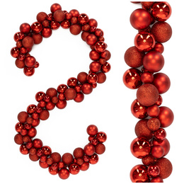 Girlanda świąteczna 160 cm łańcuch z bombek 130 szt. czerwone