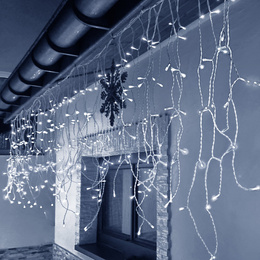 Kurtyna świetlna 1500 led girlanda, lampki wewnętrzno-zewnętrzne sople zimny biały