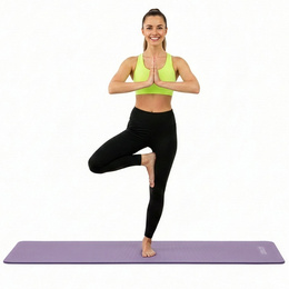 Mata do jogi, ćwiczeń fitness 183x61 cm antypoślizgowa, materac do stretchingu fioletowy