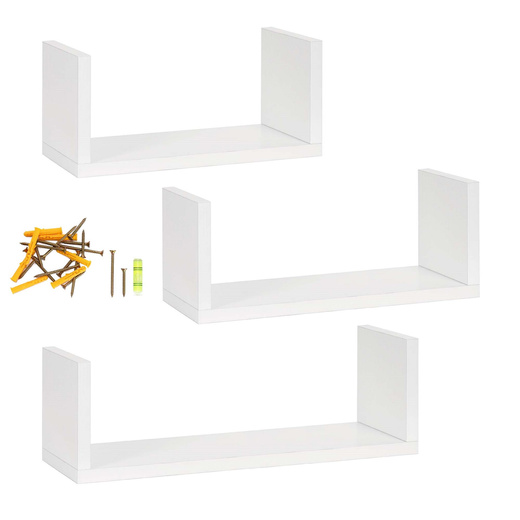 Półki ścienne 3 szt. na przyprawy, książki półki wiszące nowoczesne białe