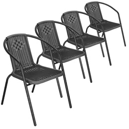 Meble ogrodowe zestaw na taras dla 4 osób: metalowe 4 krzesła i stół 140x80 cm czarno-szary