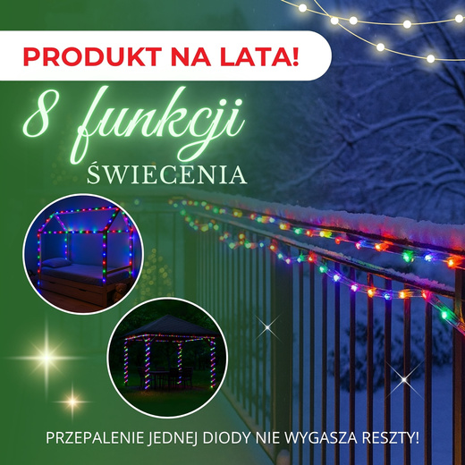 Wąż świetlny 720 Led multikolor 30m z programatorem IP44