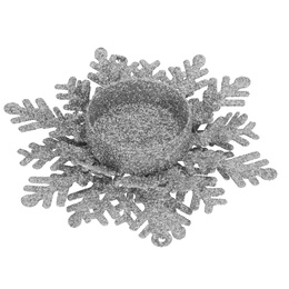 Świecznik świąteczny postawka na świeczkę brokatowa srebrna